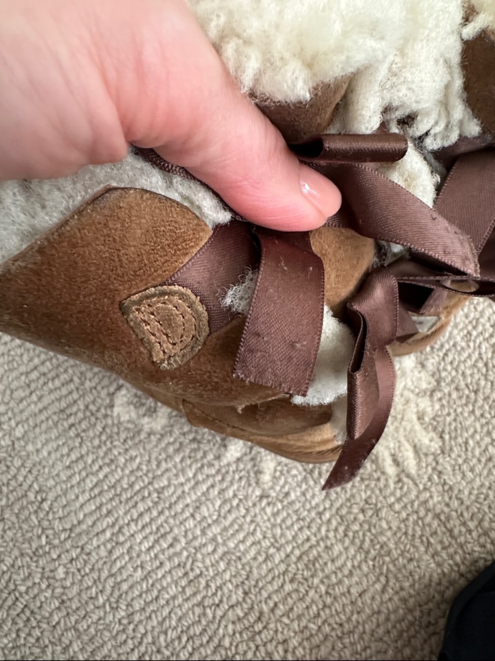 UGG Chestnut Suede Shearling Bow Back Booties - Picture 4 of 10